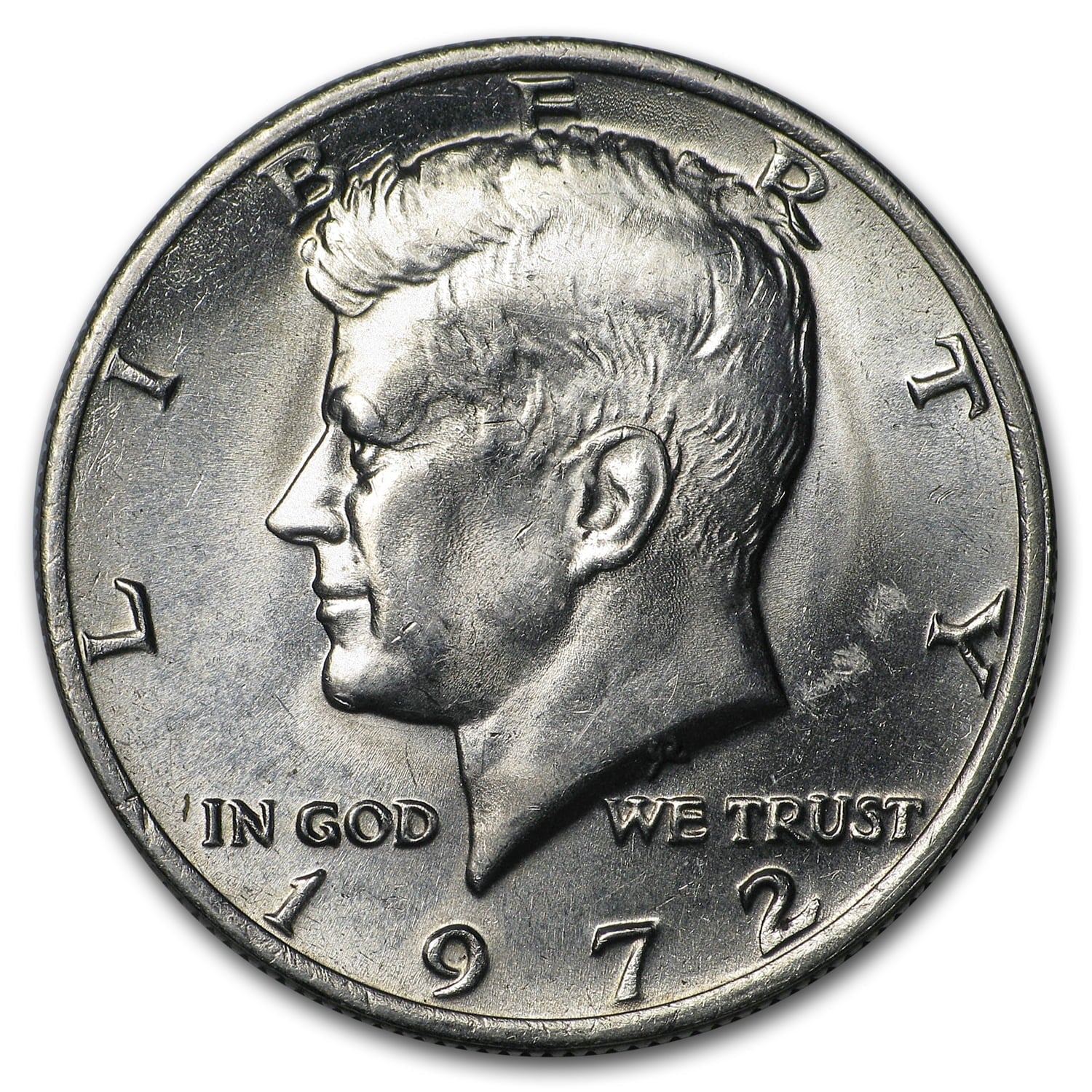 1972 Kennedy Half Dollar BU — representative copper-nickel clad coin